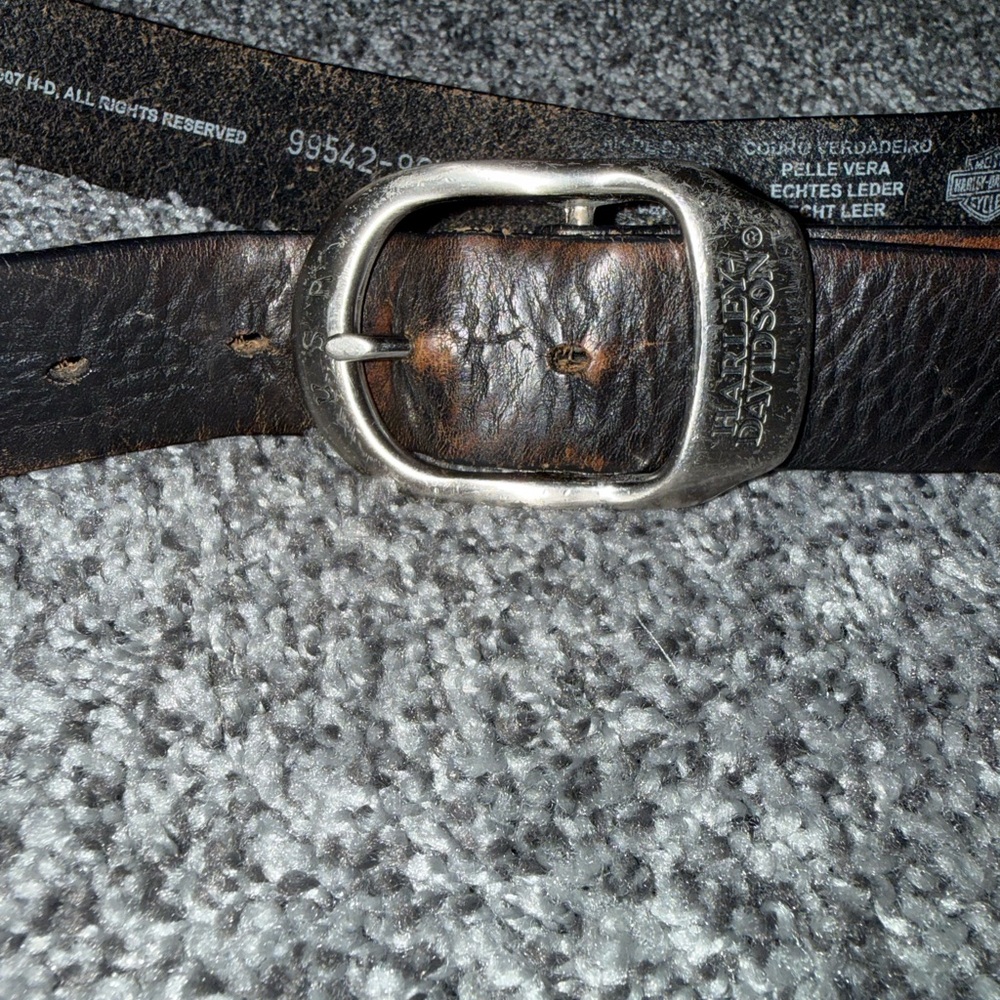 Harley-Davidson Black/Brown Leather Men's Belt with Silver Buckle